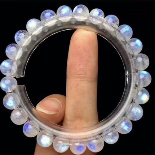 Genuine Natural Moonstone Blue Light Gemstone Beads Bracelet AAA 7.4-7.2mm