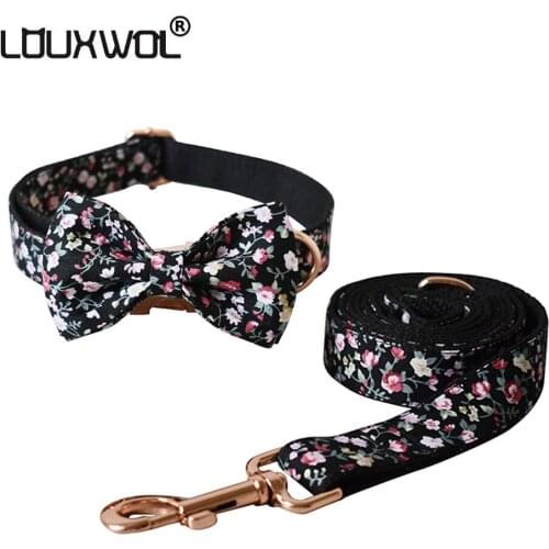 LOUXWOL Dog Collar Bow tie Collar for Dog Cotton & Webbing Collar Leash Set Small Medium Large Dogs Pet Products Dog Accessories