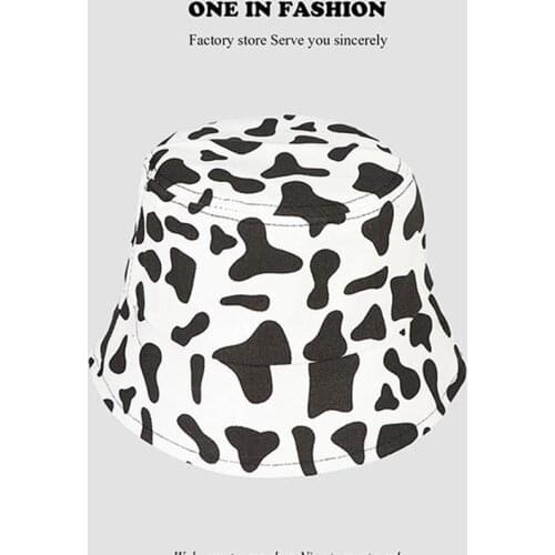 Cow Reversible Black White Cow Zebra Pattern Bucket Hats Fisherman Caps for Women Summer Leopard Panama Bucket Hat