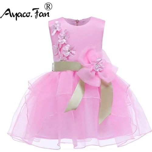 Girls Dress 2019 Princess Dress Sleeveless Appliques Floral Mesh Ball Gown for Girls Clothes Wedding Party Dress 3-7Y Clothes