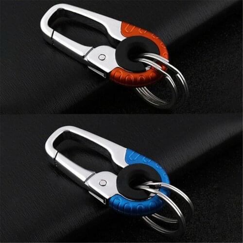 Durable Stainless Steel Keychain Hook Buckle Outdoor Carabiner Climbing Tools Double Ring Car Fishing Keychain Keyring