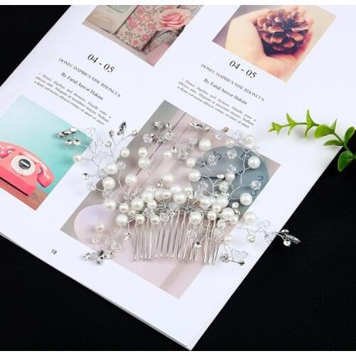 Simple Hair Comb Bridal Crown Pearls Jewelry Handmade Beaded Crystal Wedding Headpiece Fashion Women Hairpiece диадема