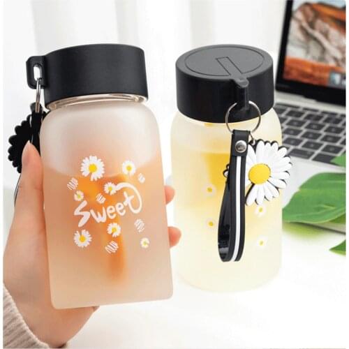 500ml Transparent Frosted Water Bottle Plastic Drinking Bottle Heat Resistant Creative With Portable Rope Travel Tea Cup