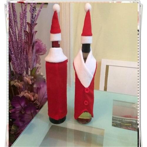 1 Set Christmas Wine Bottle Set Santa Claus Button Decor Cover Cap Clothes Kitchen Decoration For Christmas Dinner Party