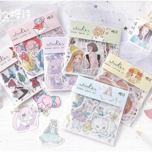 Lucky Wonderland Girl Decorative Stickers Scrapbooking Stick Label Diary Stationery Album Stickers