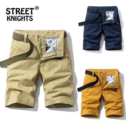 2021 Summer New Printing Multi-Pockets Cargo Shorts Men Khaki Jogger Military Cargo Shorts Men Cotton Casual Loose Men Shorts