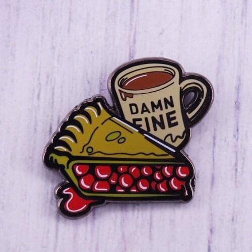 Twin Peaks Dale Cooper Quotes Damn Fine Coffee Mug Cherry Pie Enamel Pin Brooch