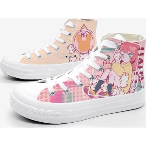 Japanese Cartoon Anime Printing Vulcanized Shoes Spring Autumn Kawaii High-top Canvas Shoes Student Cool Girl Casual Sneakers
