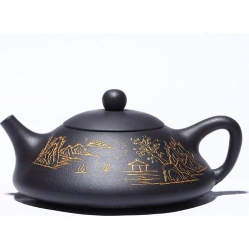 Yixing Purple Clay Teapot Raw Ore Black Mud Dongpo Teapot Kungfu Tea Set Household Teapot Cute Teapot Chinese Tea Set