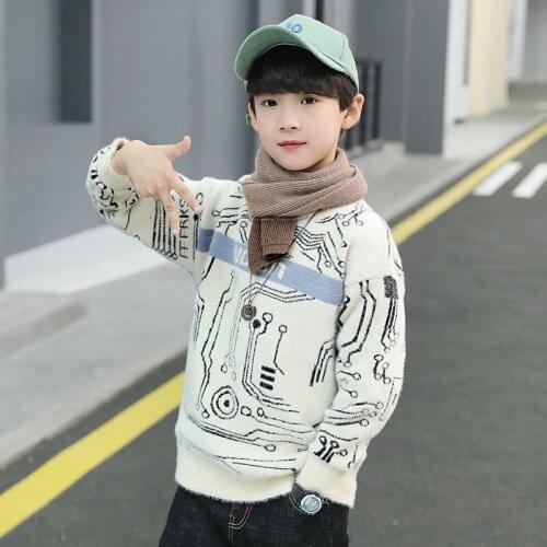 Boys Sweater Kids Outwear Tops Jackets 2021 Simple Fleece Thicken Warm Winter Autumn Costume Teenage Children Clothing