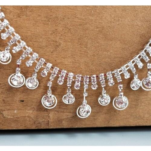 Rhinestone Crystal Chain Bling Diamante Lace Diamond Belt Trim Ribbon Necklace Applique Gem Sparkle Wedding Dress 3cm Width