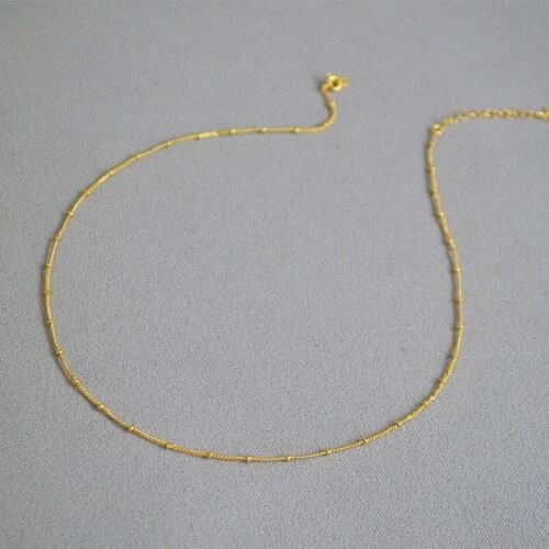 European 18K Gold-Plated French Gentle Delicate Texture Peas Chain Clavicle Necklace Simple Fashion All-match Temperament Female