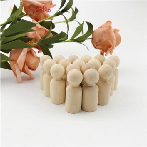 43mm Baby Toys Boy Peg Doll 50Pcs Unfinished Learning Education Wooden Montessori Toys Christmas Gifts Kids Toys DIY Blocks