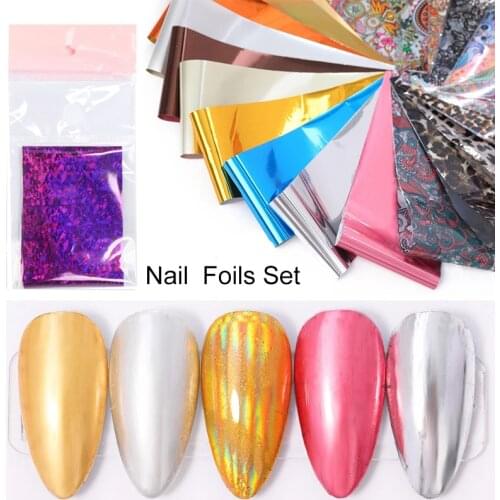 48pcs/Lot Mixed-Styles Random Transfer Nail Foil Stickers Wraps Decal Glitter Nail Art Decorations Naklejki Na Paznokcie 4*25CM