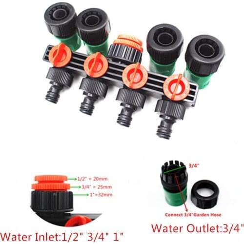 5 Types of Garden Water Splitter 1/2'' to 3/4'' to 1'' Connector w/ Valve to 8/11 4/7mm Hose Irrigation System Fitting