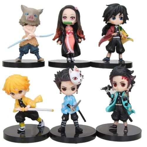 6pcs/set Demon Slayer Anime Kimetsu Anime Figure No Yaiba Figure Q Posket Kamado Tanjirou Kamado Nezuko Agatsuma Figure Toys 6cm