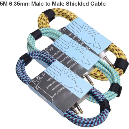 5 meters Shielded Auto Cable 6.35mm male connector for electric guitar effects pedal bass drums amplifier guitarra free shipping