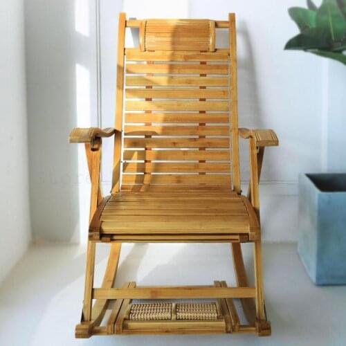 Bamboo Reclining Chair, Folding Rocking Chair, Balcony, Family Recreational Chair, Lazy Person, Sunshine, Old Mans Backrest, Re