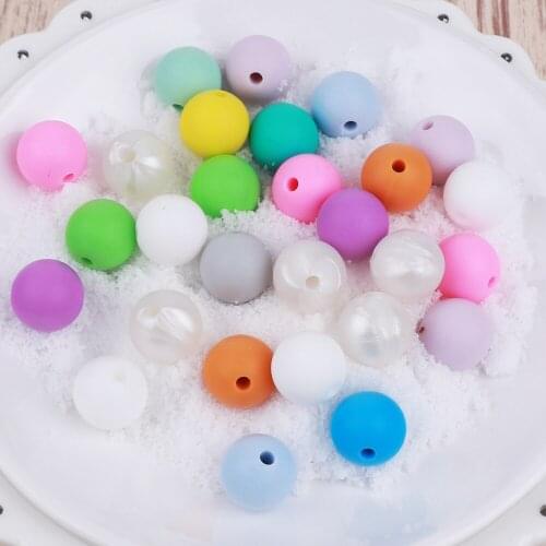 TYRY.HU 50pc Silicone Teething Beads 15mm Round Baby Chewable Bead Teething Necklace Pacifier Clips Food Grade Silicone Beads