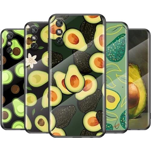 Avocado Cute Fruit Tempered Glass Cover For Huawei Y6 Y7 Y9 Y5P Y6P Y8S Y8P Y9A P Smart Z 2019 2020 2021 Phone Case