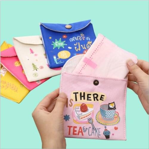 Girls Sanitary Napkin Storage Bag Travel Bags Canvas Sanitary Pads Package Bags Coin Jewelry Organizer Credit Card Pouch Case