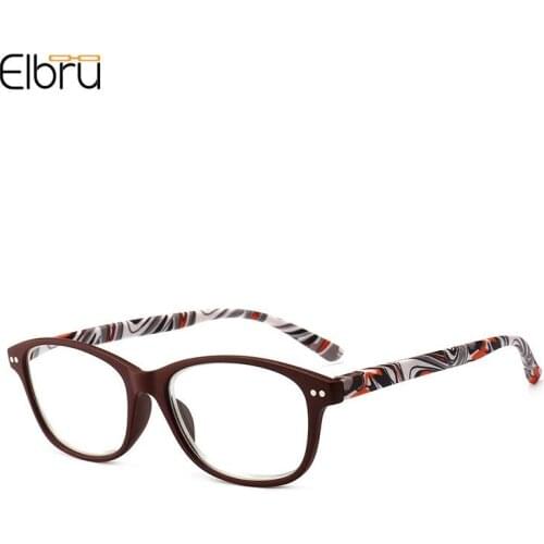 Elbru Womens Vintage Printed Reading Glasses Retro Square Spring Hinge HD Presbyopic Reading Eyeglasses +1+1.5+2+2.5+3+3.5+4.0
