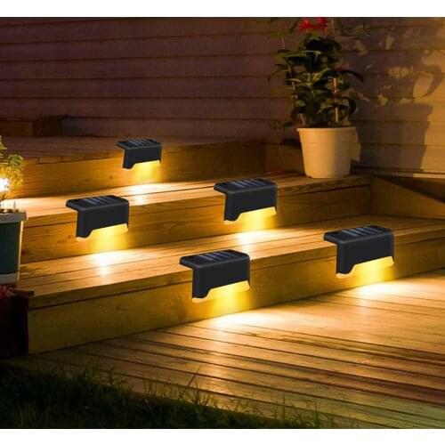 HiMISS 4pcs LED Solar Stairs Lights Outdoor Waterproof Garden Pathway Courtyard Patio Steps Fence Lamps