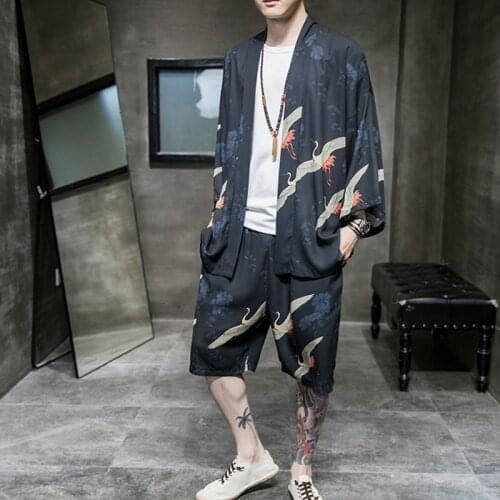 Kimonos Cardigan Men Kimono Pants Male Yukata MenS Haori Japanese Samurai Kimono Shirt Men Traditional Japanese Clothes 10780