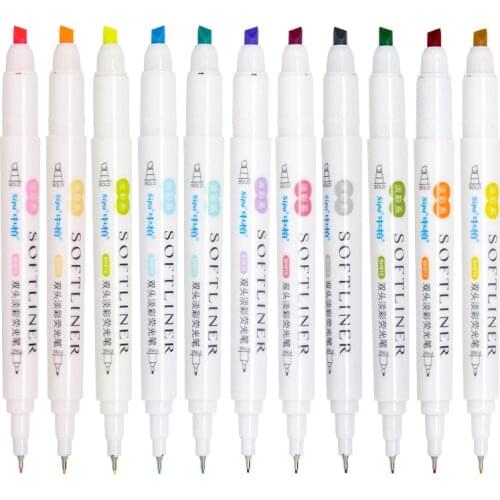 Kinbor 5pcs/set Marker Pen Double Nibs Stationery Markers Office Suppliers And School Supplies School Tools Pens For Writing