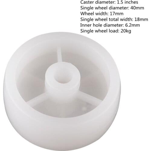 Wheel light white pp wheel wear resistant plastic furniture caster wheel diameter of 40 mm nylon round piece of light