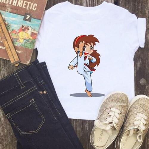 Summer Kids Boys T Shirt Taekwondo Cute Bear Print Short Sleeve Baby Girls T-shirts Children T-shirt O-neck Tee Tops Boy Clothes