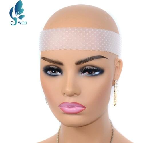 WTB Hair Band Without Gel Or Glue Non Slip Silicon Wig Band Elastic Wig Grip Brown Transparent Black Headband For Fix Wigs