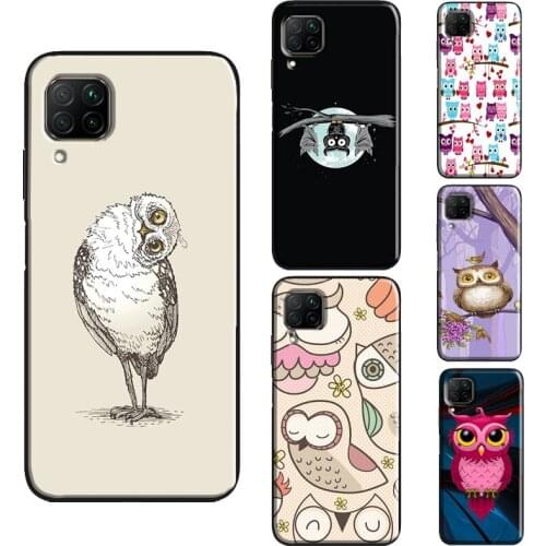 Fashion Cartoon Owl Case For Huawei P Smart 2019 2021 Nova 5T P20 P40 P30 Pro Mate 20 Lite Honor 10i 8X 9X 8A