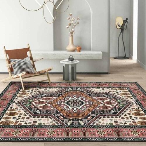 Fashion Persian Retro Geometric Ethnic Style Red Brown Living Room Bedroom Bedside Carpet Floor Mats Custom