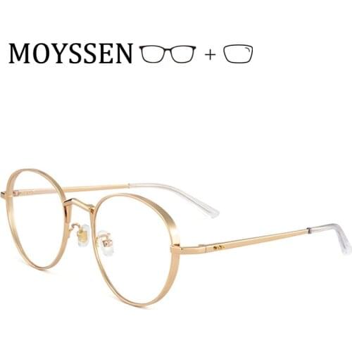 Mens Retro Round Lenses Premium 100% Titanium Eyeglasses Women Chic Ultra-light Optical Myopia Glasses Prescription Eyewear