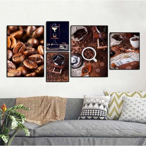 Wall Art Pictures for Living Room Modern Home Decor Coffee Beans Coffee Cup Canvas Painting Decorative Nordic Poster