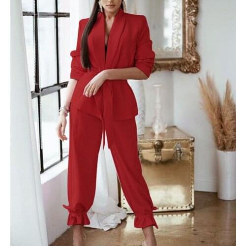 2021 New Solid Color Casual Two-piece Long-sleeved Shirt Office Lady Suit Fashion Female High-quality Two-piece Suit