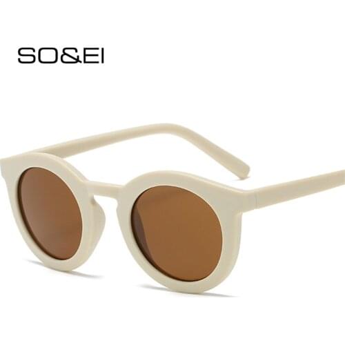 SO&EI Retro Classic Round Sunglasses Women Fashion Trending Jelly Color Shades UV400 Vintage Men Grey Tea Sun Glasses