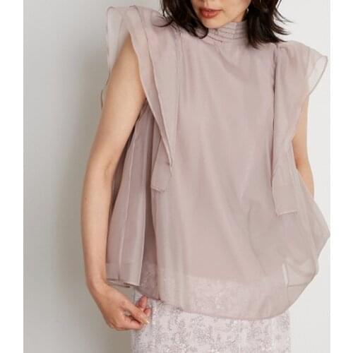 Neploe 2021 Autumn New Blusas Japanese Style Commuter Blouses Bowknot Drawstring Round Neck Sleeveless Solid Pullover Shirt