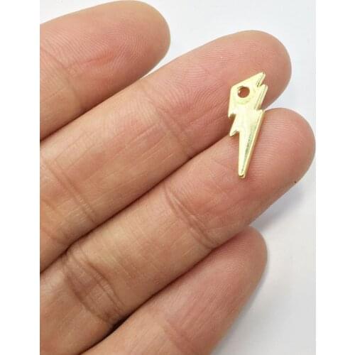 Eruifa 20pcs 15mm Hot Wholesales Shiny Lightning Zinc alloy DIY Charms Pendant Jewelry handmade DIY 2 Colors