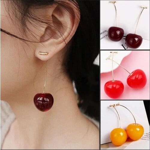 Charms Fruit Drop Earrings Long Ear Nail Temperament Sweet Cherry Earrings Lady Jewelry Earrings for Women Chic Brincos Eardrop
