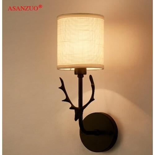 Simple Nordic modern creative E27 bedroom living room hotel aisle background wall antler small wall lamp