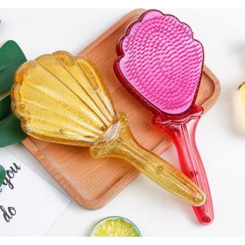 Hair Brush Cartoon Princess Hand-held Shell Glitter Comb Anti-static Massager Scalp Care Hairdressing Comb Styling Tools