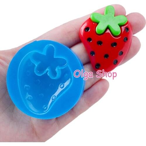 SYL121 36.9mm x 46.5mm Strawberry Silicone Mold Fondant Cake Decoration Candy Resin Clay DIY Earrings Necklace Pendant Craft