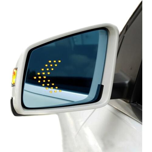 Blue Glass Wide Angle View Heated LED Turn Signal Side Rear View Mirror Glass For X156 GLA 200 220 260