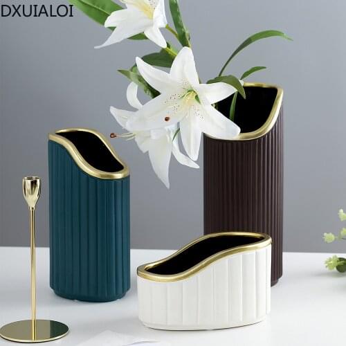 Nordic home decoration ceramic vase soft decoration model room decoration modern minimalist ceramic crafts DXUIALOI