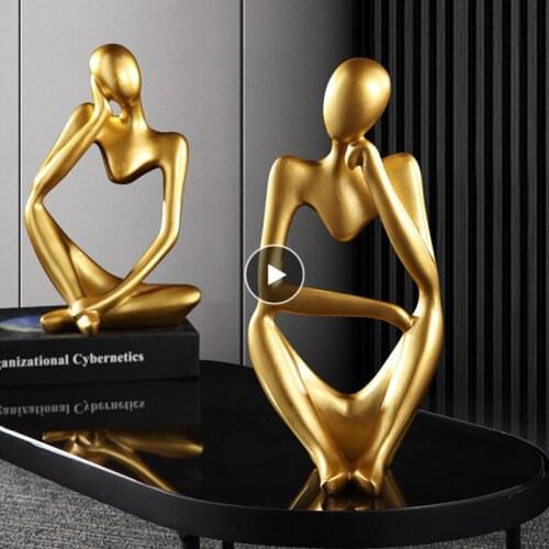 Statue Abstract Figure Sculpture Thinker Small Ornaments Resin Statue Home Crafts Home Decoration Modern Figurines For Interior