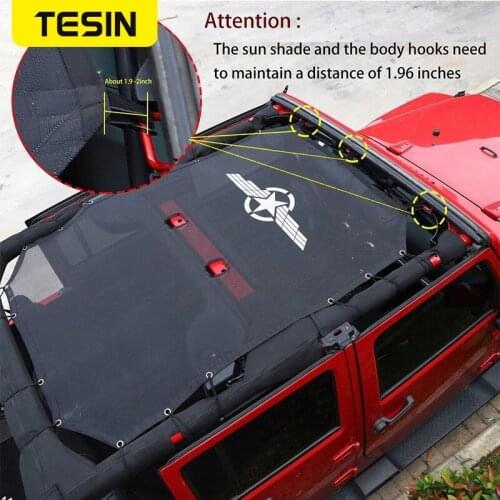 TESIN Various Styles 2/4 Door Car Top Sunshade Mesh Cover Roof UV Proof Protect Net for Jeep Wrangler JK 2007+ Car Accessories