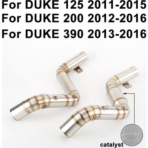 Motorcycle Motocross Exhaust Link Pipe Middle Pipe for DUKE 125 200 390 2011-2016 Muffler DB Killer Catalyst Stainless Steel