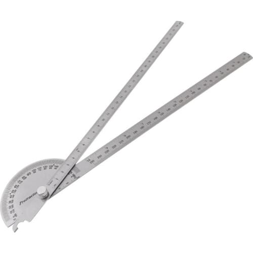 180 Degree Adjustable Protractor Stainless Steel Angle Ruler Measuring Tool